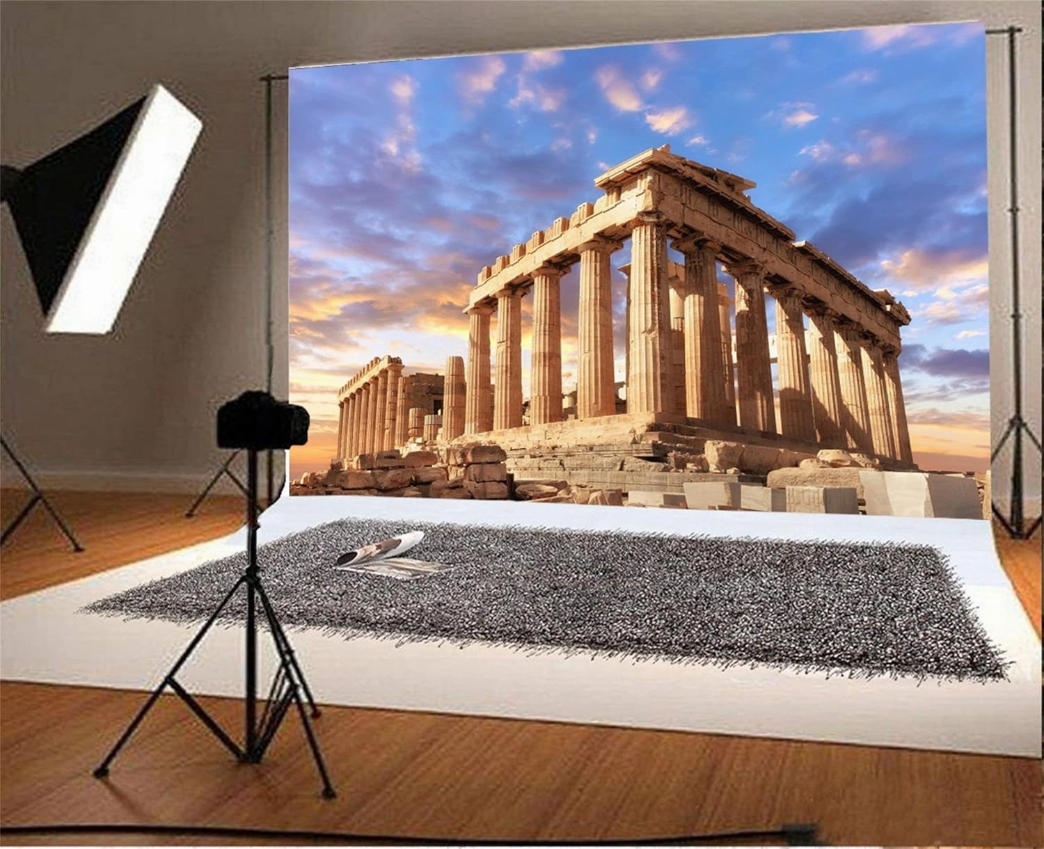 AOFOTO 8x6ft Acropolis of Athens Backdrop Parthenon Temple Photography Background Ancient Column Stone Pillar Greek Trip Photo Studio Props Artistic Portrait Greece History Building Culture Wallpaper