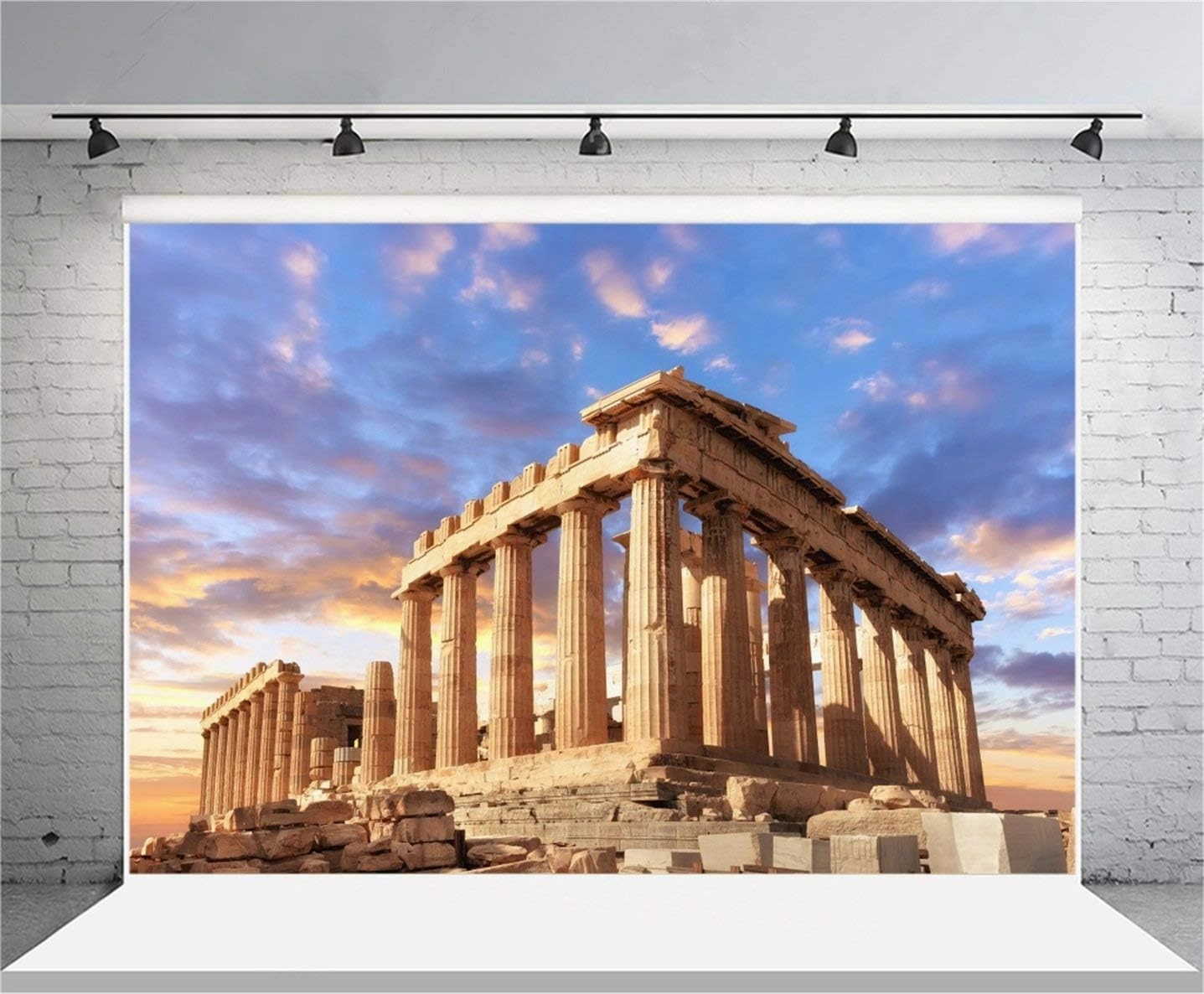 AOFOTO 8x6ft Acropolis of Athens Backdrop Parthenon Temple Photography Background Ancient Column Stone Pillar Greek Trip Photo Studio Props Artistic Portrait Greece History Building Culture Wallpaper