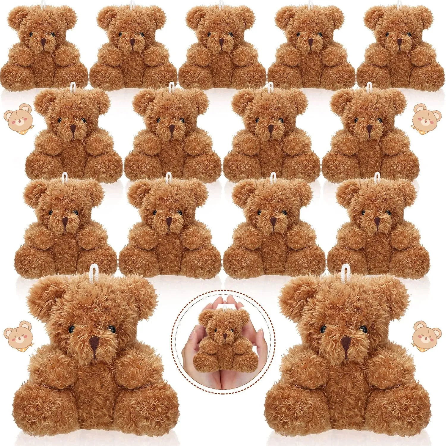 Aoriher 15 Pcs Plush Mini Bear 4 Inch Stuffed Animal Toys Tiny Bear Stuffed Animal Soft Doll Small Present Box Doll Toy for Birthday Wedding Decorations Party Favors Supplies(Brown)