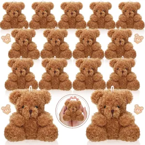 Aoriher 15 Pcs Plush Mini Bear 4 Inch Stuffed Animal Toys Tiny Bear Stuffed Animal Soft Doll Small Present Box Doll Toy for Birthday Wedding Decorations Party Favors Supplies(Brown)
