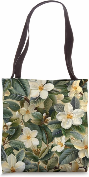 Arabian Jasmine Flower Pattern Graphic Tote Bag