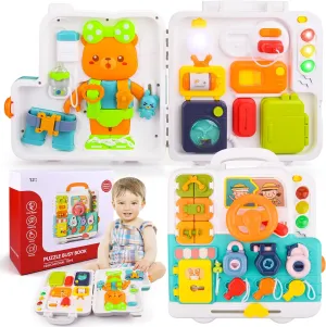 ARANEE Toddler Educational Toy, Musical Montessori Busy Board, Age 1-2, Compact Travel Toy, Early Learning Gift for Boys & Girls
