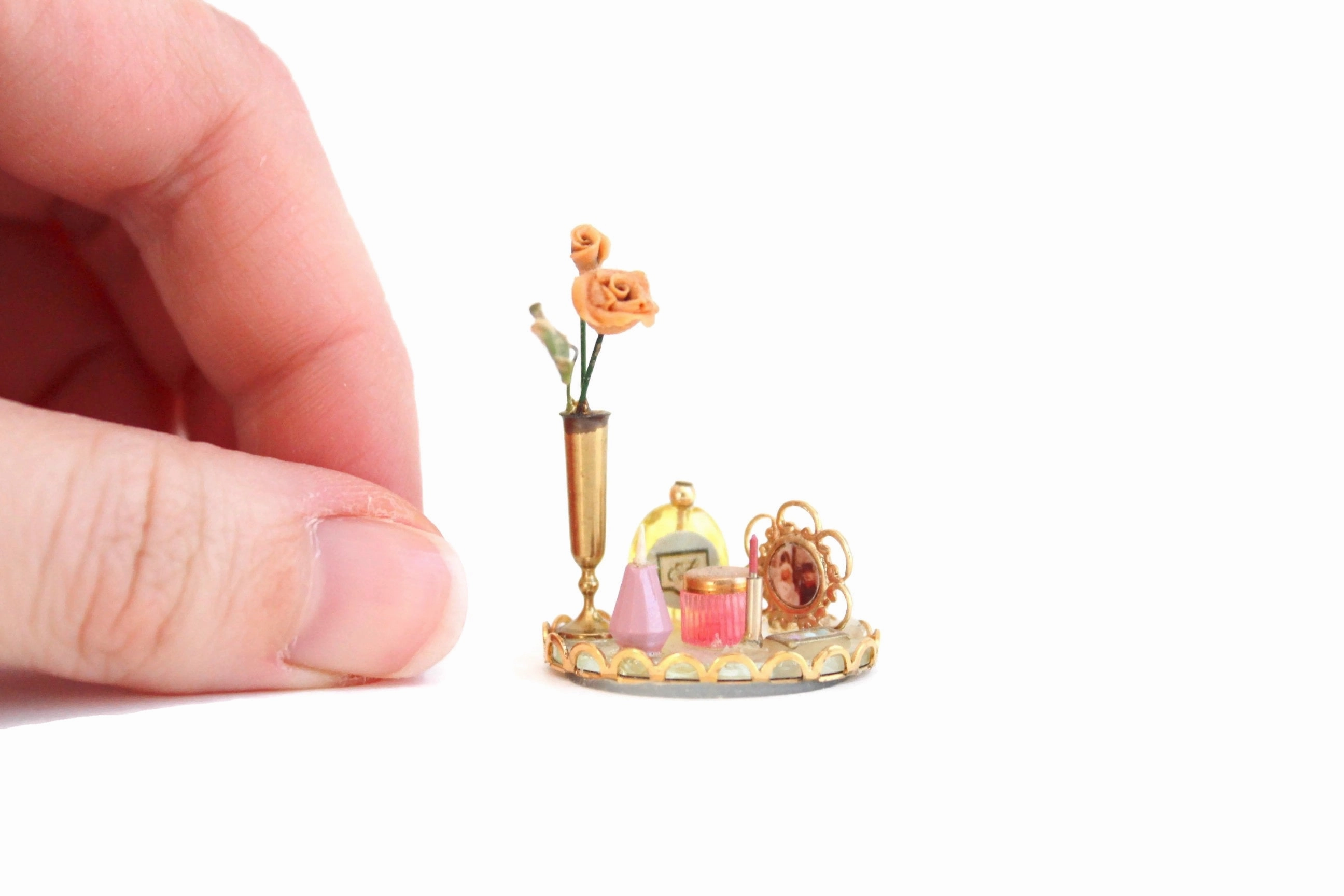Artisan-Made Vintage 1:12 Miniature Dollhouse Vanity Tray by Brooke Tucker