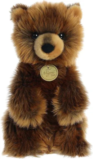 Aurora® Adorable Miyoni® Tots Sitting Pretty™ Grizzly Bear Cub Stuffed Animal - Lifelike Detail - Cherished Companionship - Brown 10 Inches