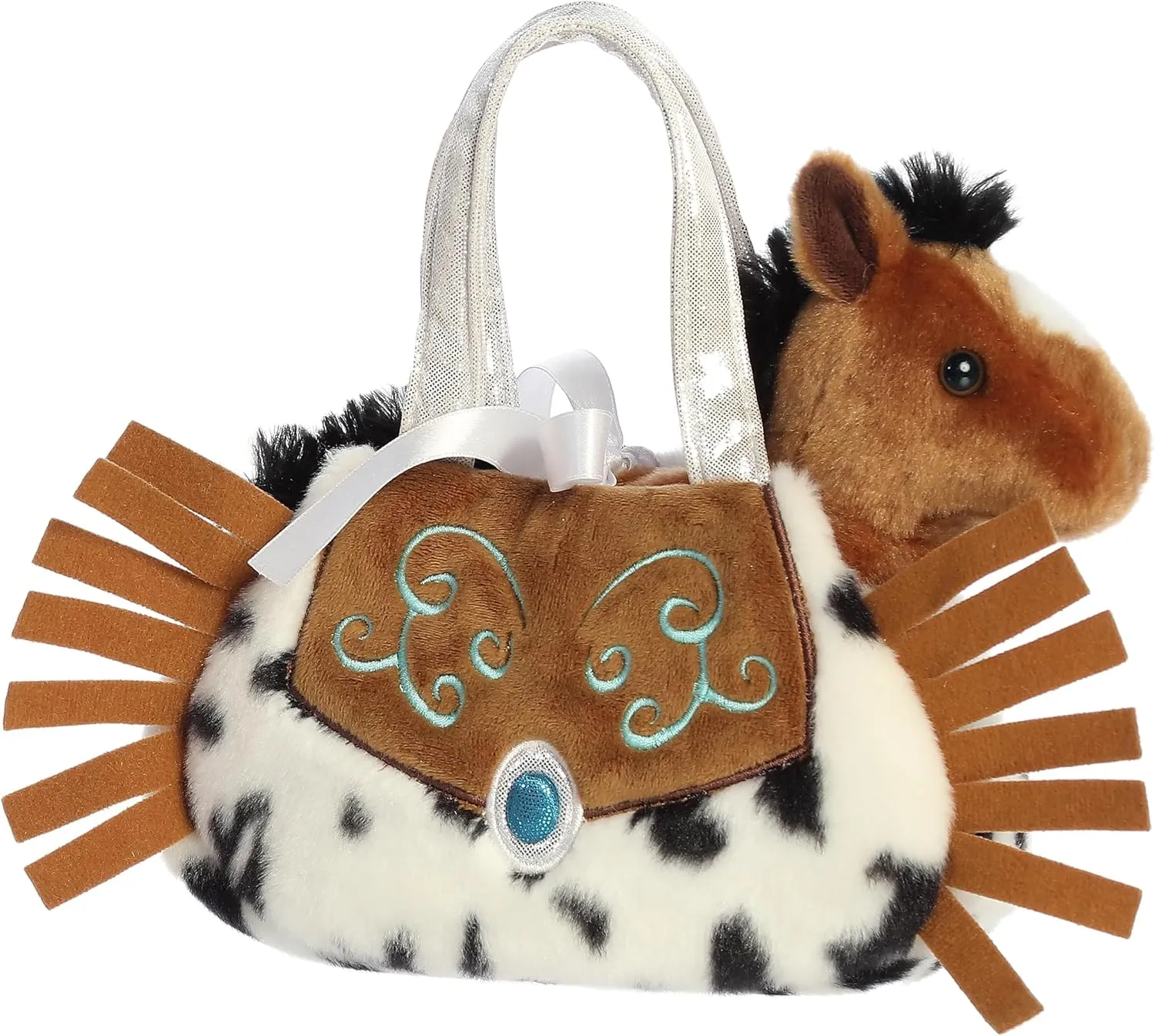 Aurora® Fashionable Fancy Pals™ Western Fringe™ Stuffed Animal - Plush with Stylish Purse for Dress Up Fun for Kids 3  Years, Costumes, and Birthdays - Brown 8 Inches