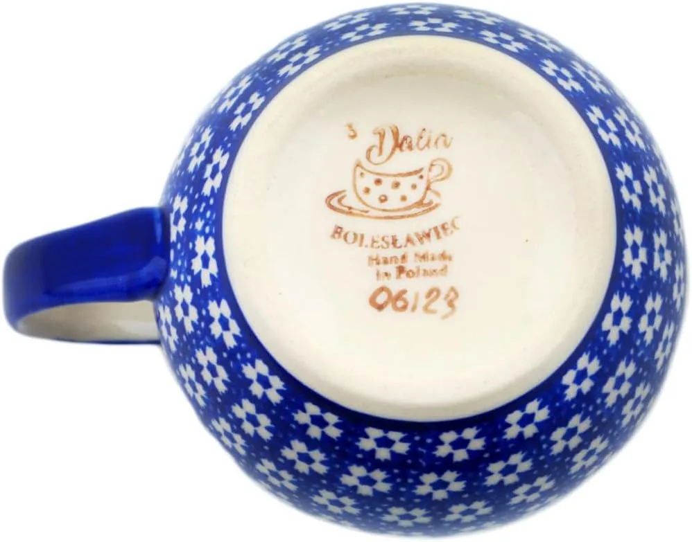 Authentic Polish Pottery Bubble Mug 12 oz in Azul Garden Design Handmade in Bolesławiec Poland by Ceramika Dalia   Certificate of Authenticity