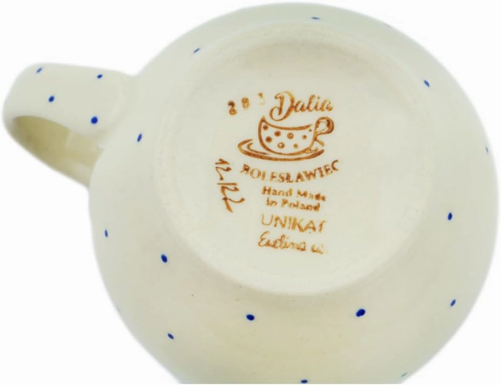 Authentic Polish Pottery Bubble Mug 12 oz Signature UNIKAT in Blueberries Season Design Handmade in Bolesławiec Poland by Ceramika Dalia   Certificate of Authenticity