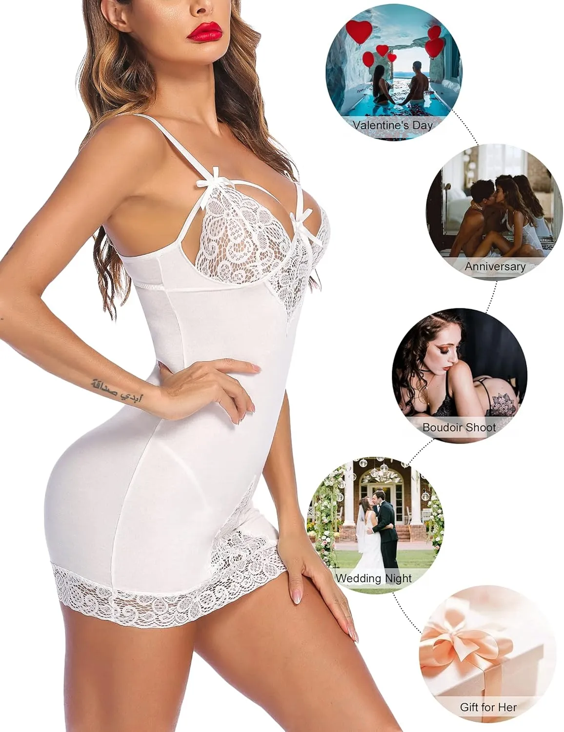 Avidllove Women Chemises Lingerie Lace Babydoll lingerie Sexy Teddy V Neck Sleepwear