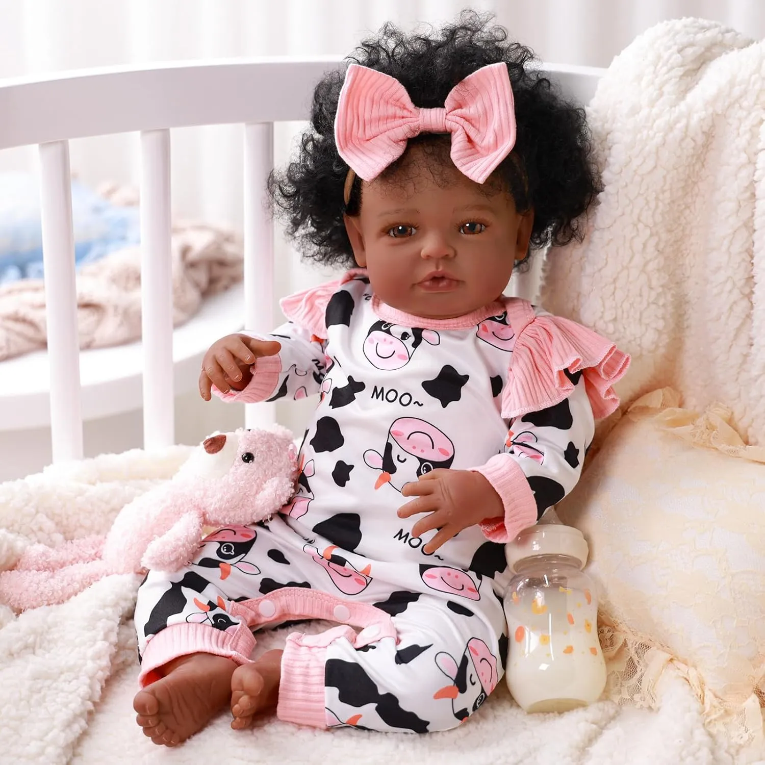 BABESIDE Black Baby Dolls Girl - 20 -Inch Lifelike Realistic Newborn Baby Dolls Real Life Baby with Clothes and Toy Gift for Kids Age 3 