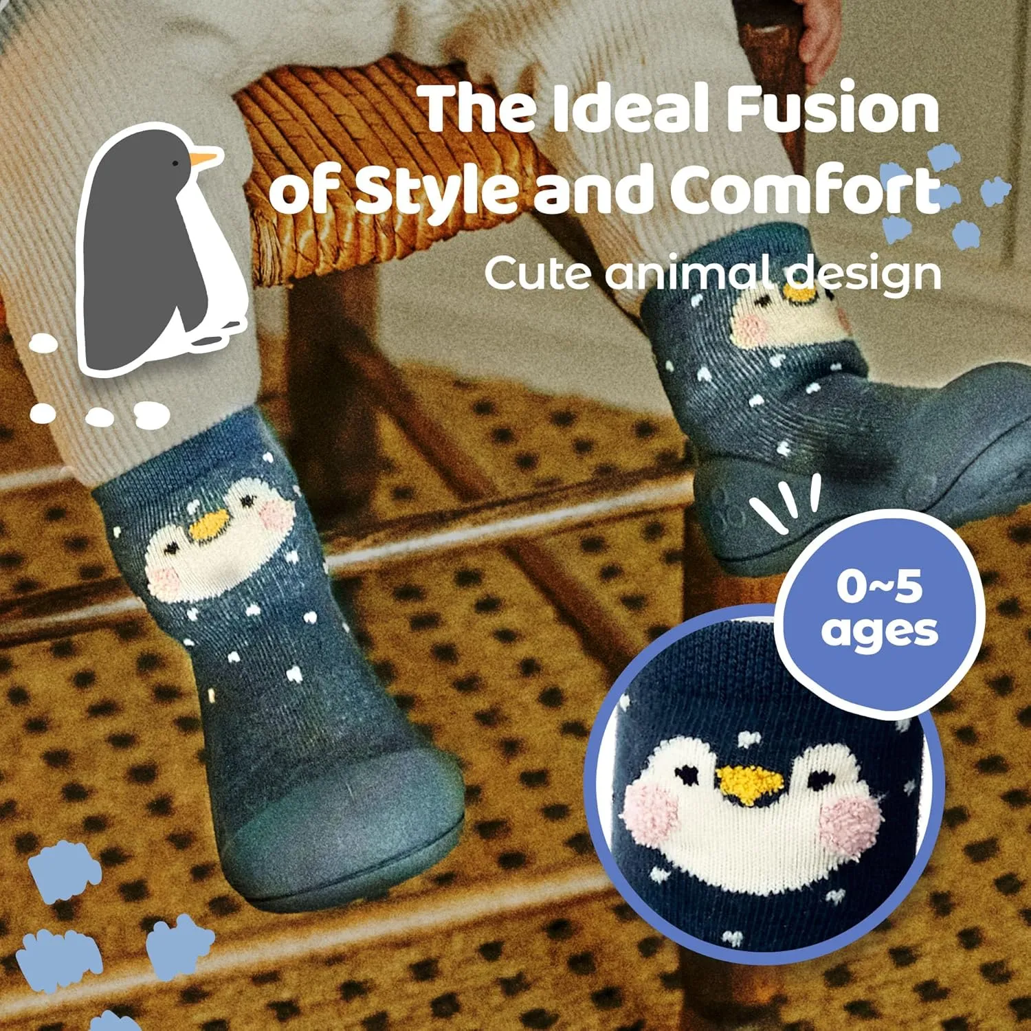 Baby Sock Shoes for Baby Boy & Girl, Soft, Non-Slip Toddler Sock Shoes, Breathable Infant Walking Shoes, First Steps Baby Shoes, Fun Animal-Themed Designs, Easy to Put On