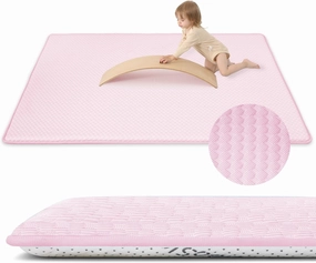 Baby Play Mat for Summer,1.3 Thick Memory Foam Cooling Floor Tummy Time Mat, Soft & Breathable, Non-Slip Rectangular for Toddlers’ Playtime & Rest(Pink,39"x59")