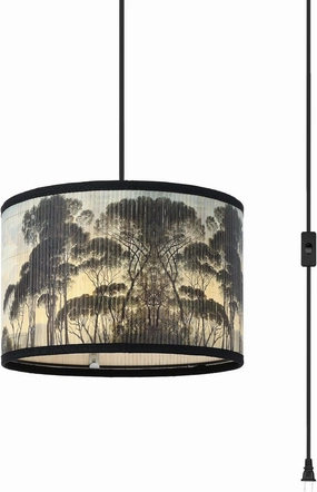 Bamboo Pendant Light,Hanging Lights with Plug in Cord （15ft）,Macrame Boho Hanging Lamp with Pattern,Bohemian Hanging Lights for Living Room Bedroom Decor Bamboo Lamp Shade Kitchen Island
