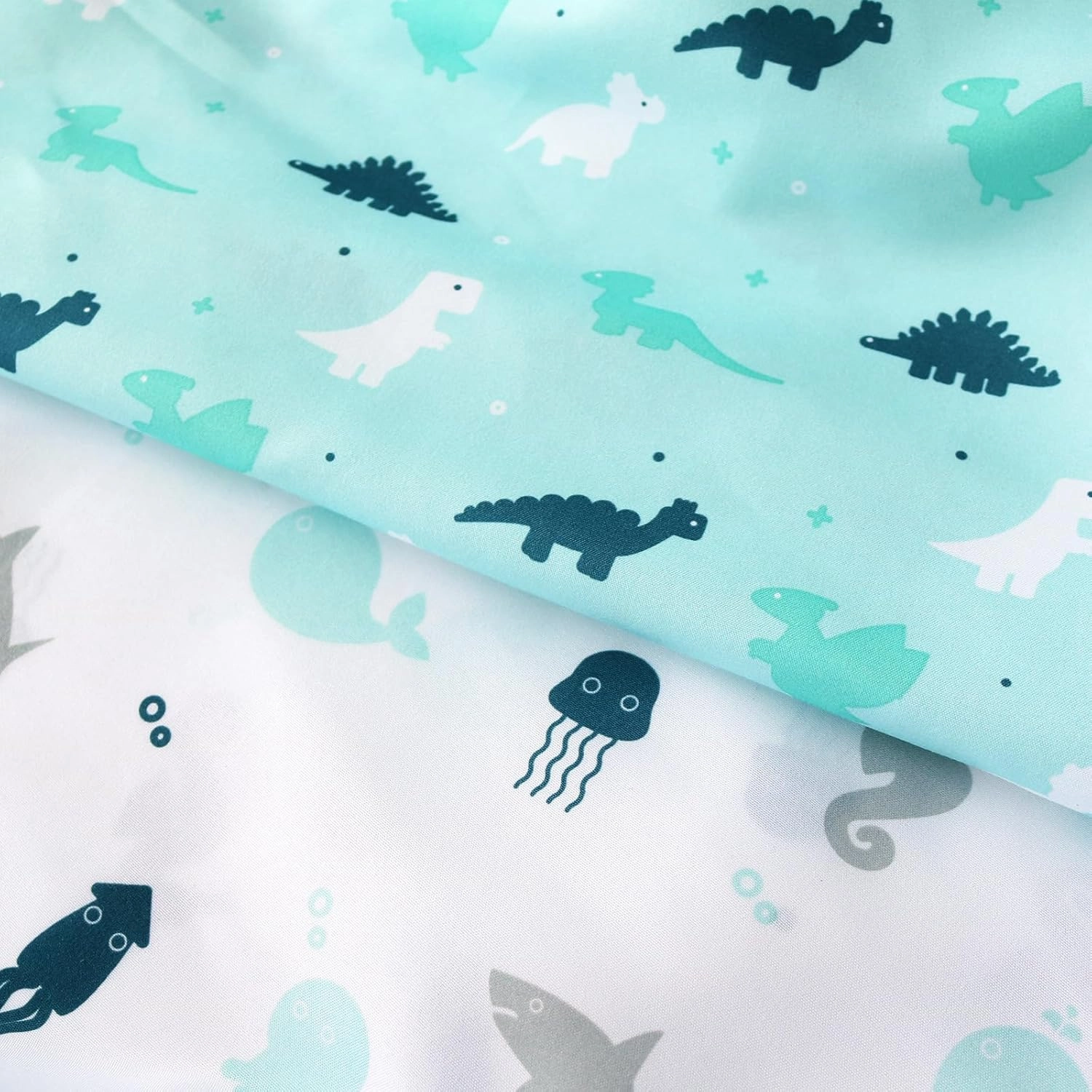 Bassinet Fitted Sheets 4 Pack Compatible with Maxi-COSI Iora/Swift, AMKE Baby Bassinet(19x32), Newton, RONBEI and Uuoeebb 4 in 1 Bedside, Ultra Soft and Skin-Friendly, Aqua Dinosaurs & White Ocean