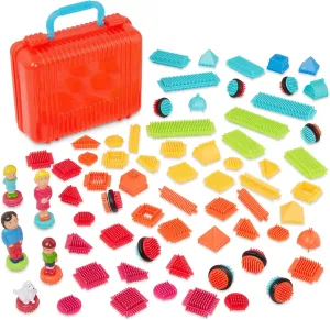 Battat- Bristle Blocks- STEM Interlocking Building Blocks- 85 pc Playset- Reusable Storage Bin- Developmental Toys for Toddlers & Kids- 2 Years  