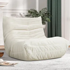 Bean Bag Chair Big Sofa Beanbag Chair for Adults Fireside Chair Bean Bag Lounger with Memory Foam Filled for Home,Apartment or Gaming Venue (White Plush)