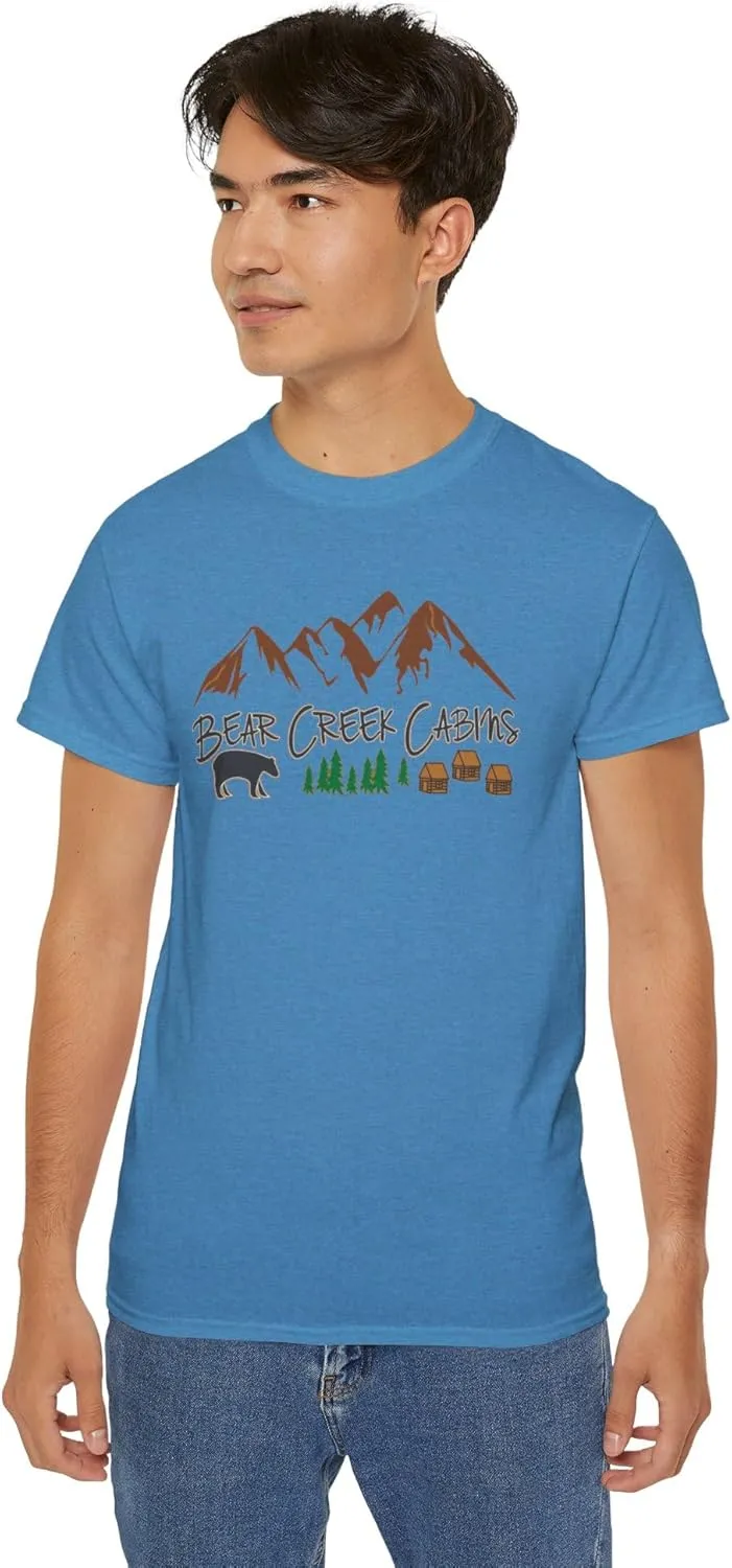 Bear Creek Cabins T-Shirt, Nature Lover Tee, Mountain Retreat Shirt, Wildlife Cabin Top, Outdoor Camping Apparel, Forest