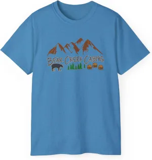 Bear Creek Cabins T-Shirt, Nature Lover Tee, Mountain Retreat Shirt, Wildlife Cabin Top, Outdoor Camping Apparel, Forest