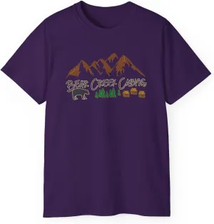 Bear Creek Cabins T-Shirt, Nature Lover Tee, Mountain Retreat Shirt, Wildlife Cabin Top, Outdoor Camping Apparel, Forest