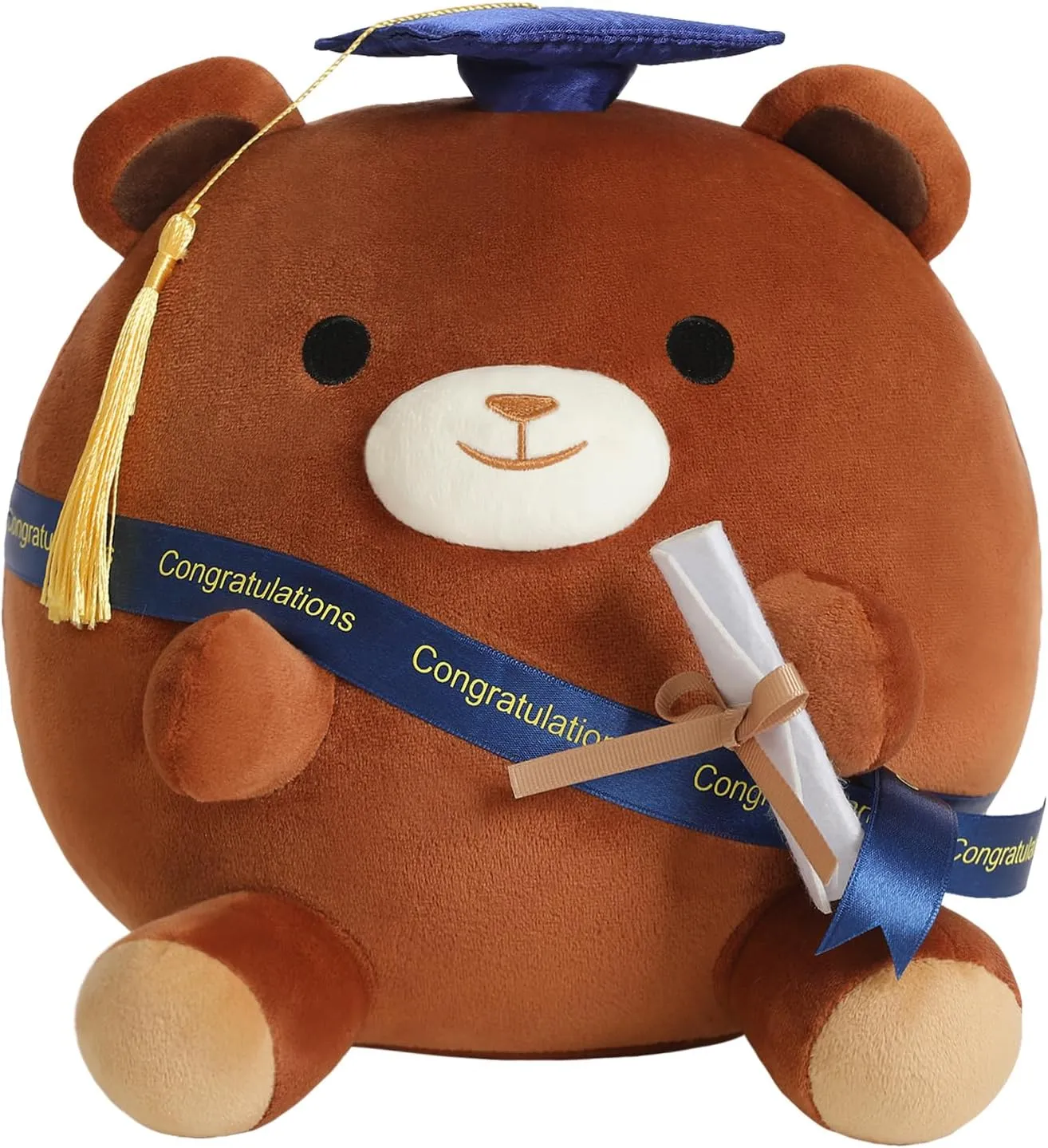 Bear Stuffed Animal Brown Bear Plushie Present Doll Gifts Soft Graduation Plush with Cap for Kids Students Kawaii Celebratory Souvenir 10 Inch
