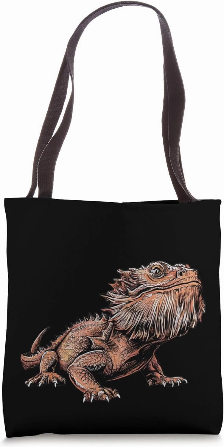 Bearded dragon drawing, Pogona vitticeps, reptiles, lizard Tote Bag