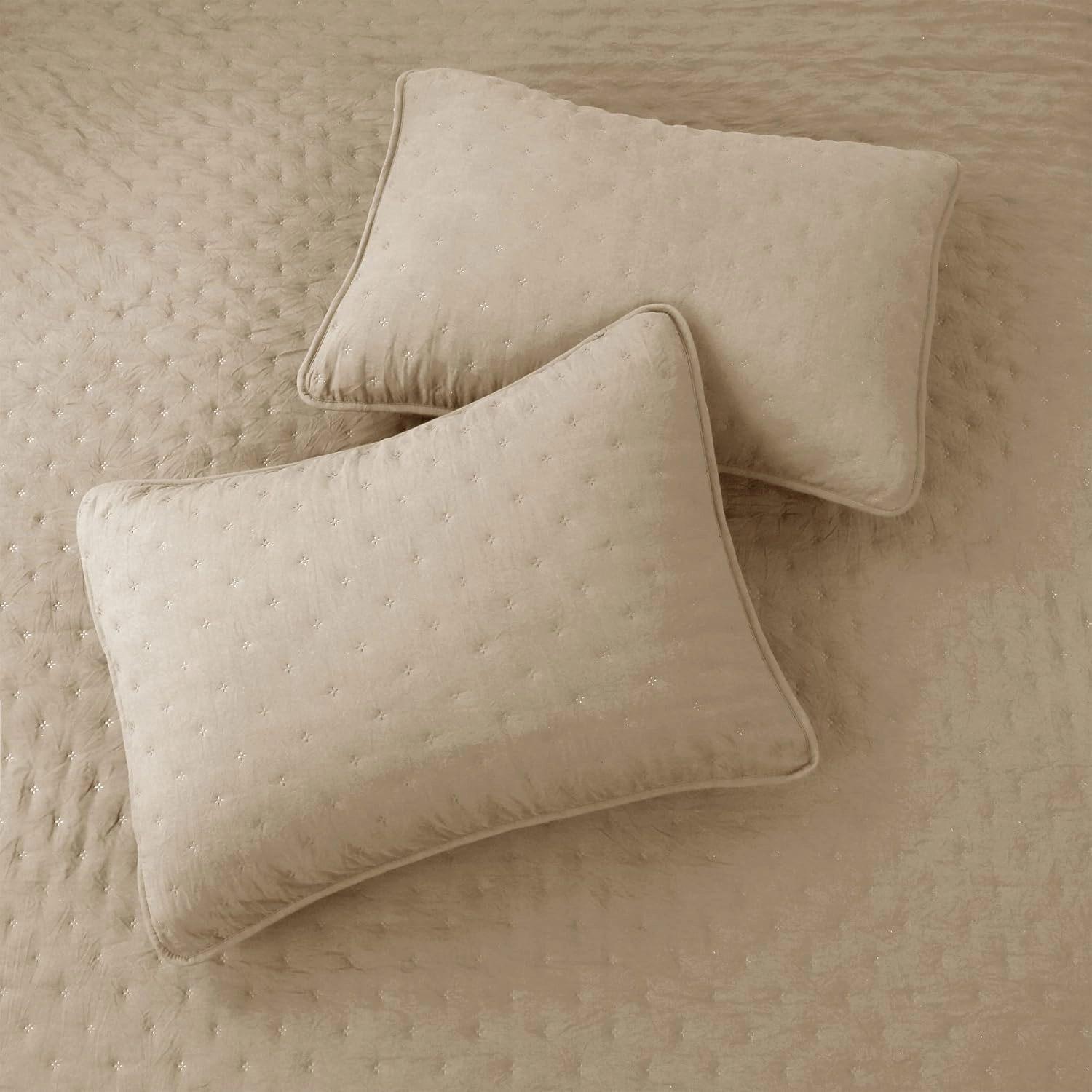 Beige Twin Size Quilt Bedding Sets with Pillow Sham, Lightweight Soft Bedspread Coverlet, Quilted Blanket Thin Comforter Bed Cover, All Season Summer Spring, 2 Pieces, 68x90 inches, Tan Cream