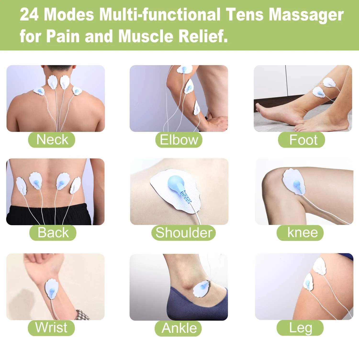 Belifu Tens Unit Muscle Stimulator Independent 24 Modes, Pulse Massager Touchscreen Tens EMS Machine for Neck Back Arms Chronic Pain Relief Sciatica Tendonitis Plantar Body Building
