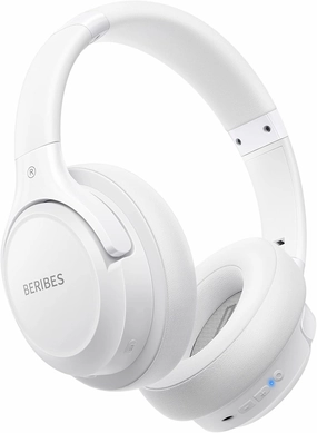 BERIBES Bluetooth Headphones Over Ear, 65H Playtime and 6 EQ Music Modes Wireless Headphones with Microphone (White)
