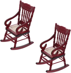 BESPORTBLE 2pcs Mini Rocking Chairs for Dollhouse Brown Decorative Furniture Lifelike Design for Mini House Decoration and DIY
