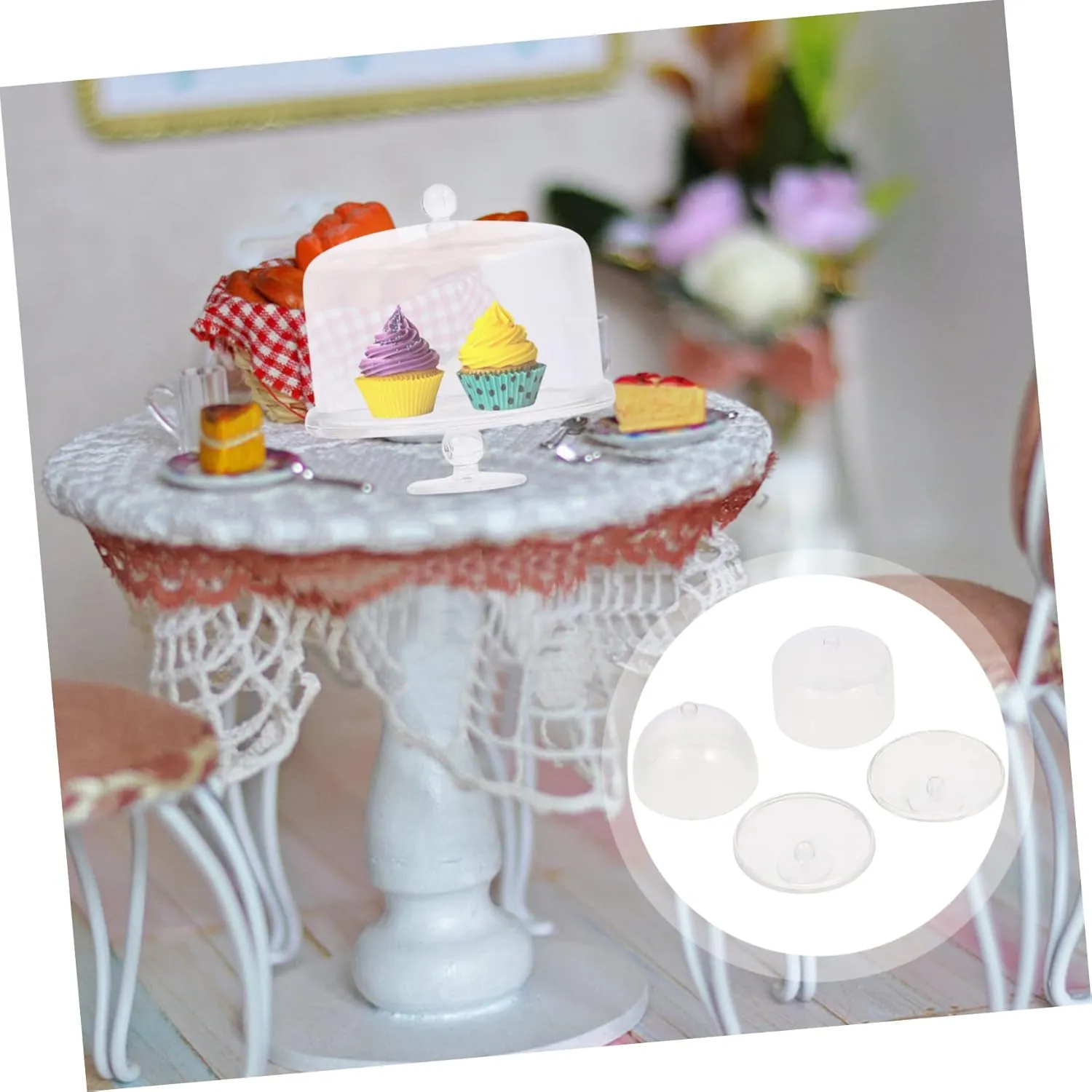 BESPORTBLE 2sets 2pcs Miniature Dollhouse Dessert Display Stand Mini Cake Stands for DIY Kitchen Safe Accessories for 2pcs*2
