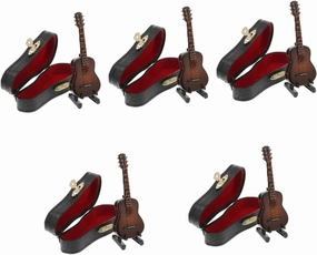 BESTonZON 5sets Miniature Guitar Model Wooden Decoration Tiny Guitar Prop for Dollhouse Compact and Lightweight Music and Boys and Girls Unique Landscape Ornament