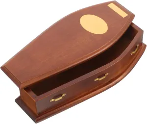 BESTOYARD Halloween Wooden Coffin Model for Dollhouse Furniture, 1:12 Scale Tiny Gothic Funeral Home Accessory, DIY Craft Small Decoration