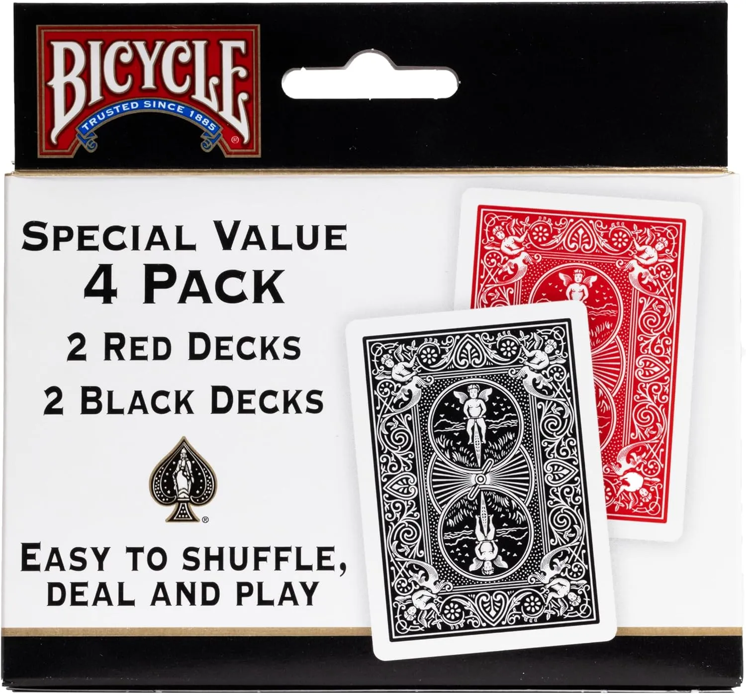 Bicycle Standard Index (Black/Red), Pack of 4