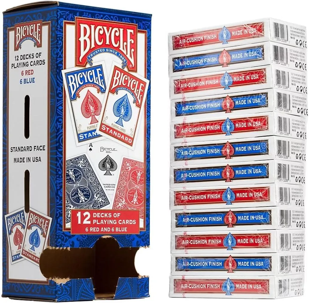 Bicycle Standard Playing Cards, Poker Size, 12 Pack