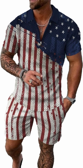 BIRW Men‘s Track Suits 2 Piece Summer Short Sets Outfits Fashion Polo Shirt Casual Short Sleeve and Shorts set