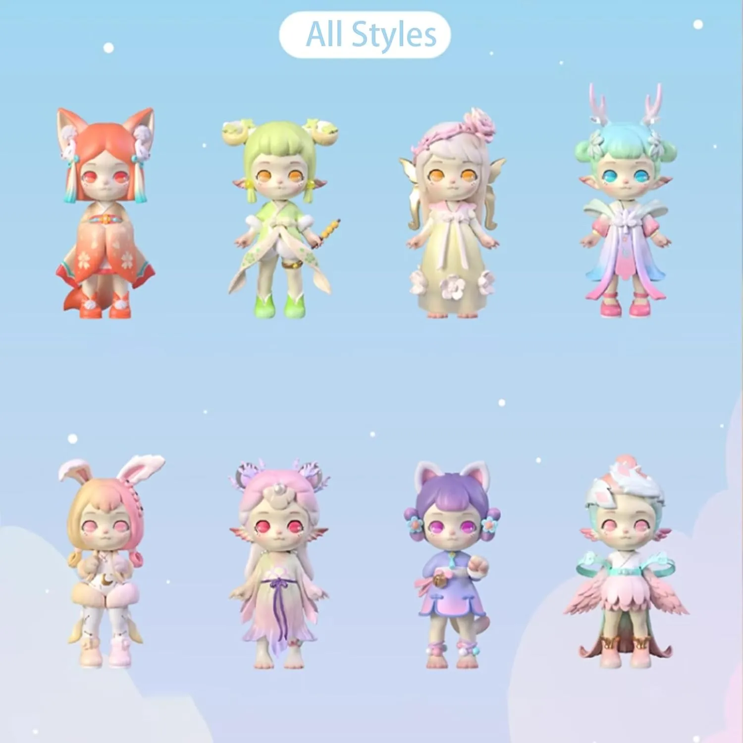Blind Box Figures Toys,4.7" Cute Mini Dolls Kawaii SIMONTOYS Series-Ancient Spirit Beasts PVC Blind Box Doll Collectable Action Figure Posable Dress Up Doll for Girls Birthday Party Gift