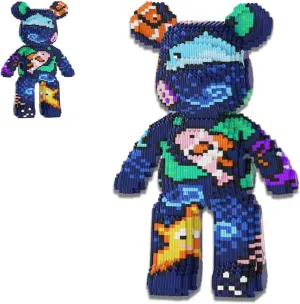Blue Graffiti Bear Micro Building Blocks Set(3688Pieces) Animal Winktoys Blocks Bear Building Blocks Gift for Adult and Kid