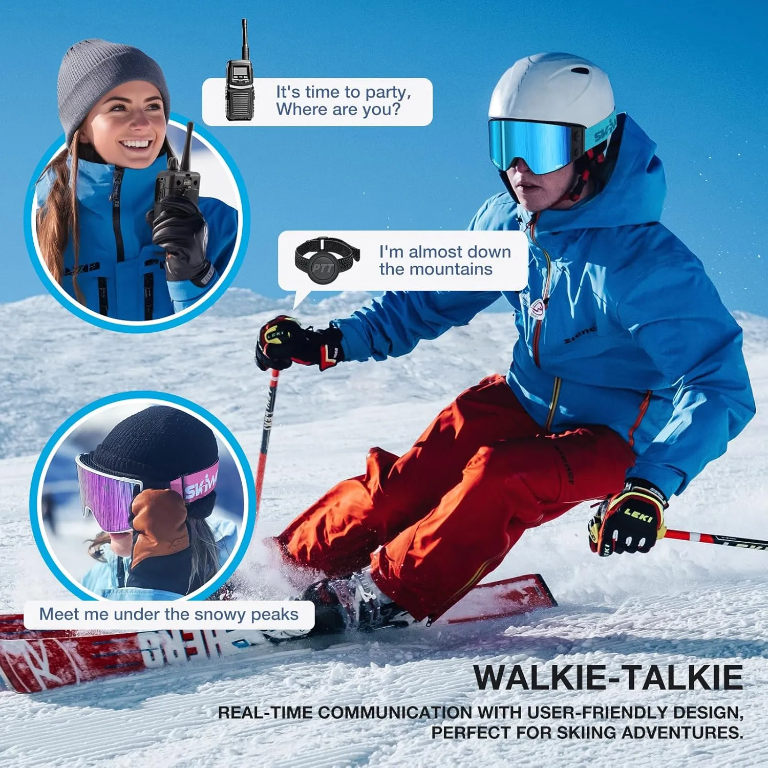 Bluetooth Smart Ski Goggles with Walkie-Talkie for Adult-Anti Fog Snowboard Goggles with Play Music,Answer Calls