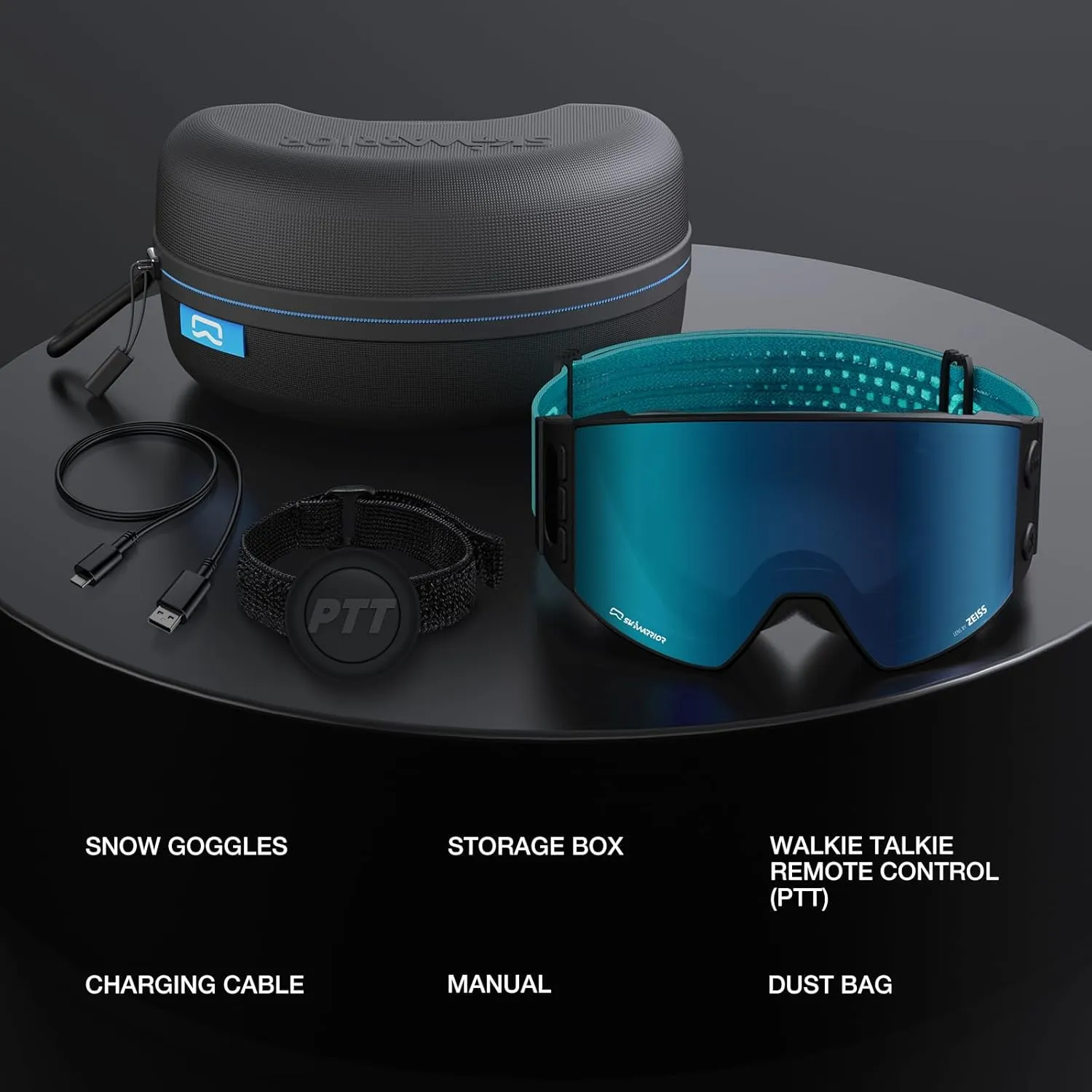Bluetooth Smart Ski Goggles with Walkie-Talkie for Adult-Anti Fog Snowboard Goggles with Play Music,Answer Calls