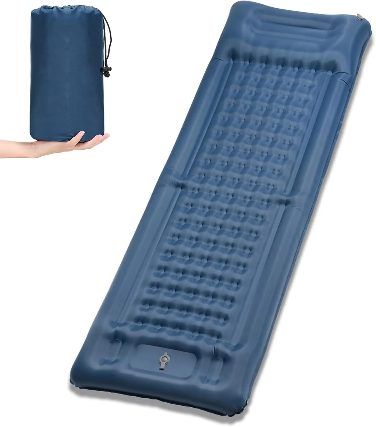 Bnineteenteam Inflatable Camping Sleeping Pad with Pillow, Comfortable 4 Inch Inflated Thickness for Backpacking Hiking Beach and Other Outdoor Activities
