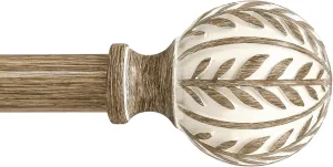 Boho Wood Curtain Rods for Windows 48 to 84 inch, 1" Adjustable Heavy Duty Window Curtain Rod with Imitation Wood Grain Finials,Rustic Decorative Drapery Rods Set,Size:36-88''