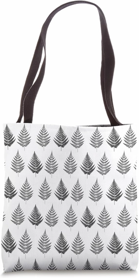 Botanical Line Drawing Pattern Featuring Fern Leaf Tote Bag