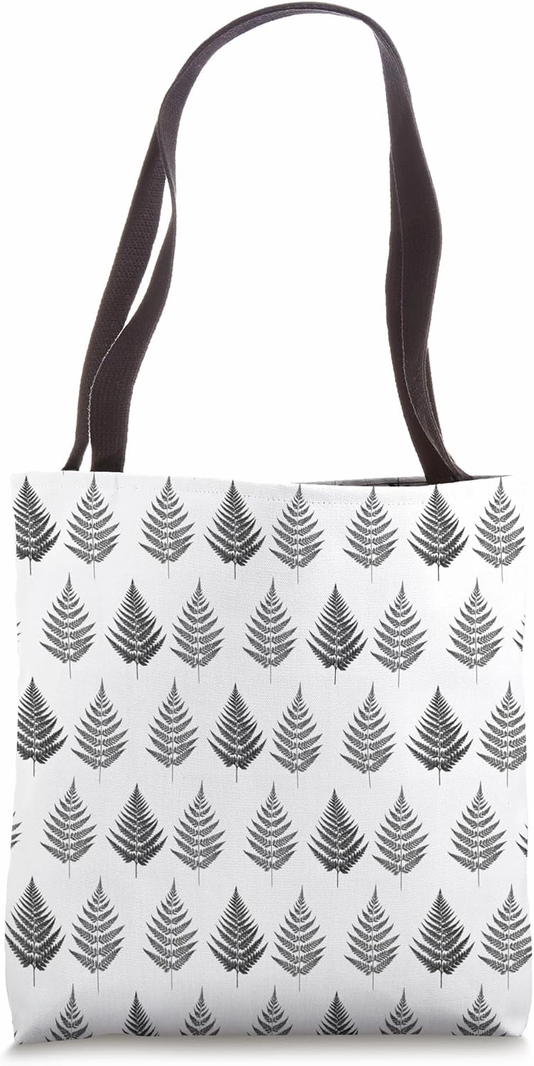 Botanical Line Drawing Pattern Featuring Fern Leaf Tote Bag