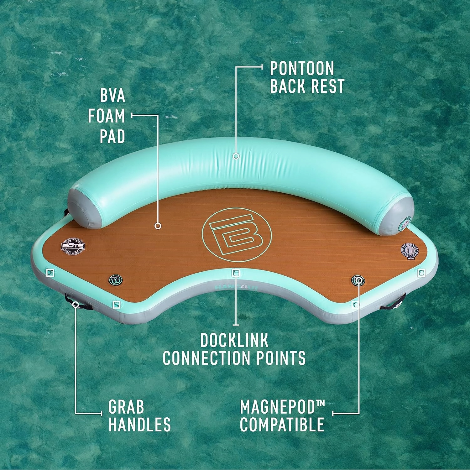 BOTE Inflatable Dock Hangout Suite Customizable Configurations Floating Party Raft Adults Kids Family Friendly MAGNEPod Compatible Packable Portable Towable, Multiple Sizes & Styles