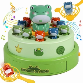 Bounce & Catch Frog Game for Kids, Interactive Musical Board Game Toy with Nets & Jumping Frogs - Fun Gift for Toddlers Ages 3-8