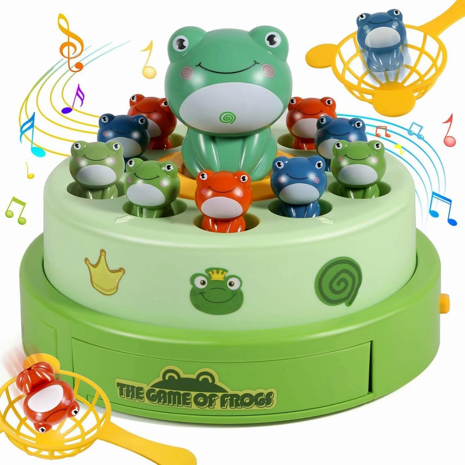 Bounce & Catch Frog Game for Kids, Interactive Musical Board Game Toy with Nets & Jumping Frogs - Fun Gift for Toddlers Ages 3-8