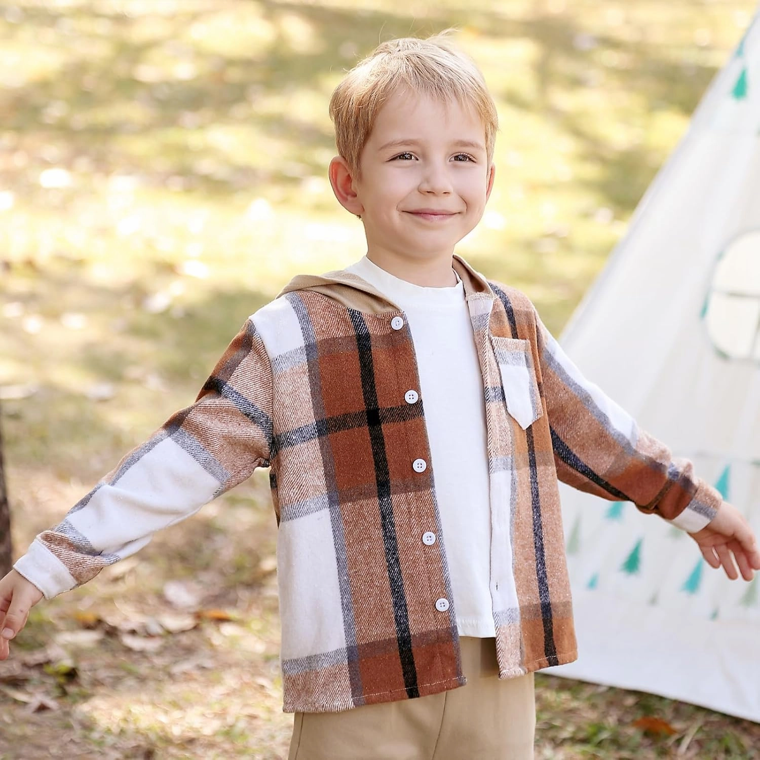 Boys Clothing Sets Toddler Plaid Outfits Flannel Hooded Shirts   Sweatpants Kids Spring Clothes Set