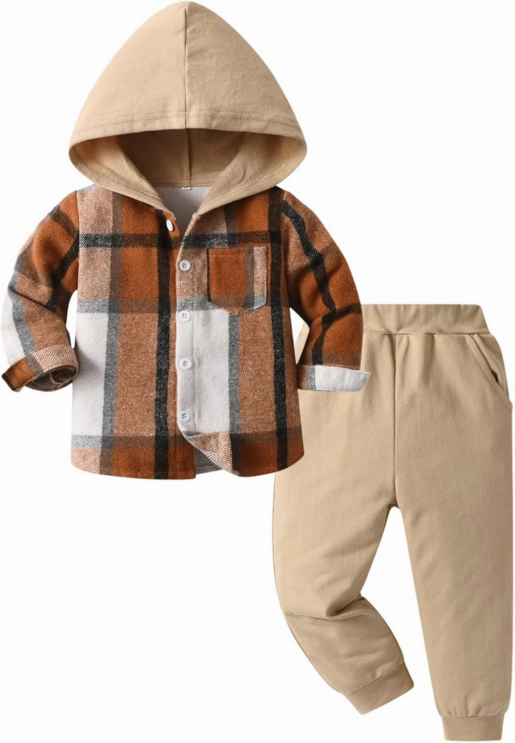 Boys Clothing Sets Toddler Plaid Outfits Flannel Hooded Shirts   Sweatpants Kids Spring Clothes Set