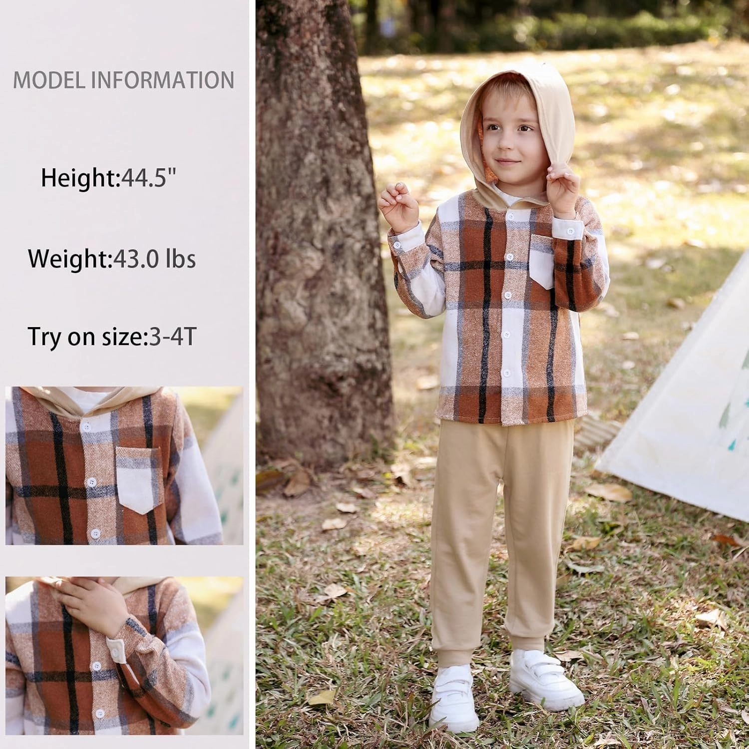 Boys Clothing Sets Toddler Plaid Outfits Flannel Hooded Shirts   Sweatpants Kids Spring Clothes Set