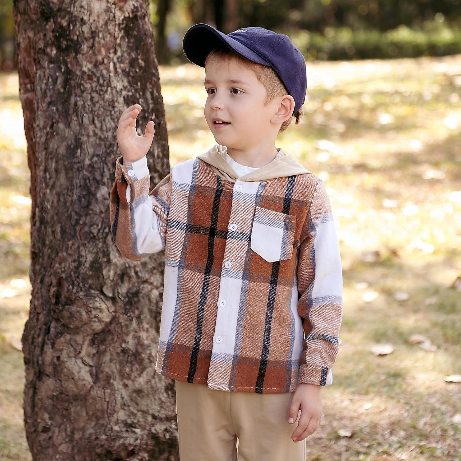 Boys Clothing Sets Toddler Plaid Outfits Flannel Hooded Shirts   Sweatpants Kids Spring Clothes Set