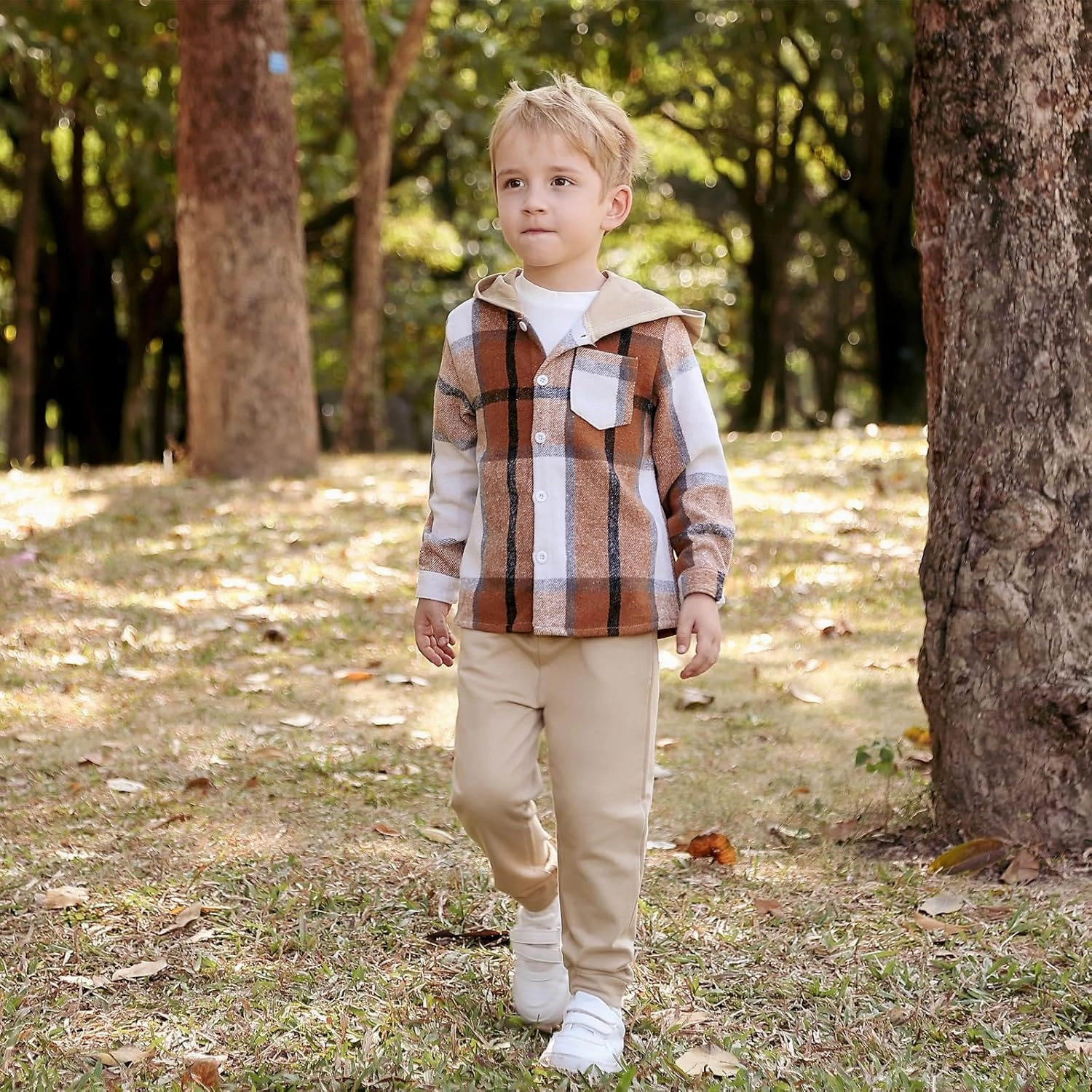 Boys Clothing Sets Toddler Plaid Outfits Flannel Hooded Shirts   Sweatpants Kids Spring Clothes Set